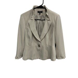 Rafaella Studio Ruffle Trim Blazer Jacket Beige Sz 8P Peplum Single Button Work